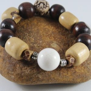 Men's BoHo Wood and Gemstone bracelet